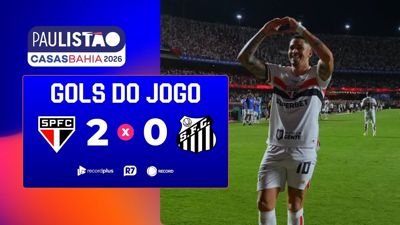 S&atilde;o Paulo 2 x 0 Santos: os gols do jogo com Cl&eacute;ber Machado