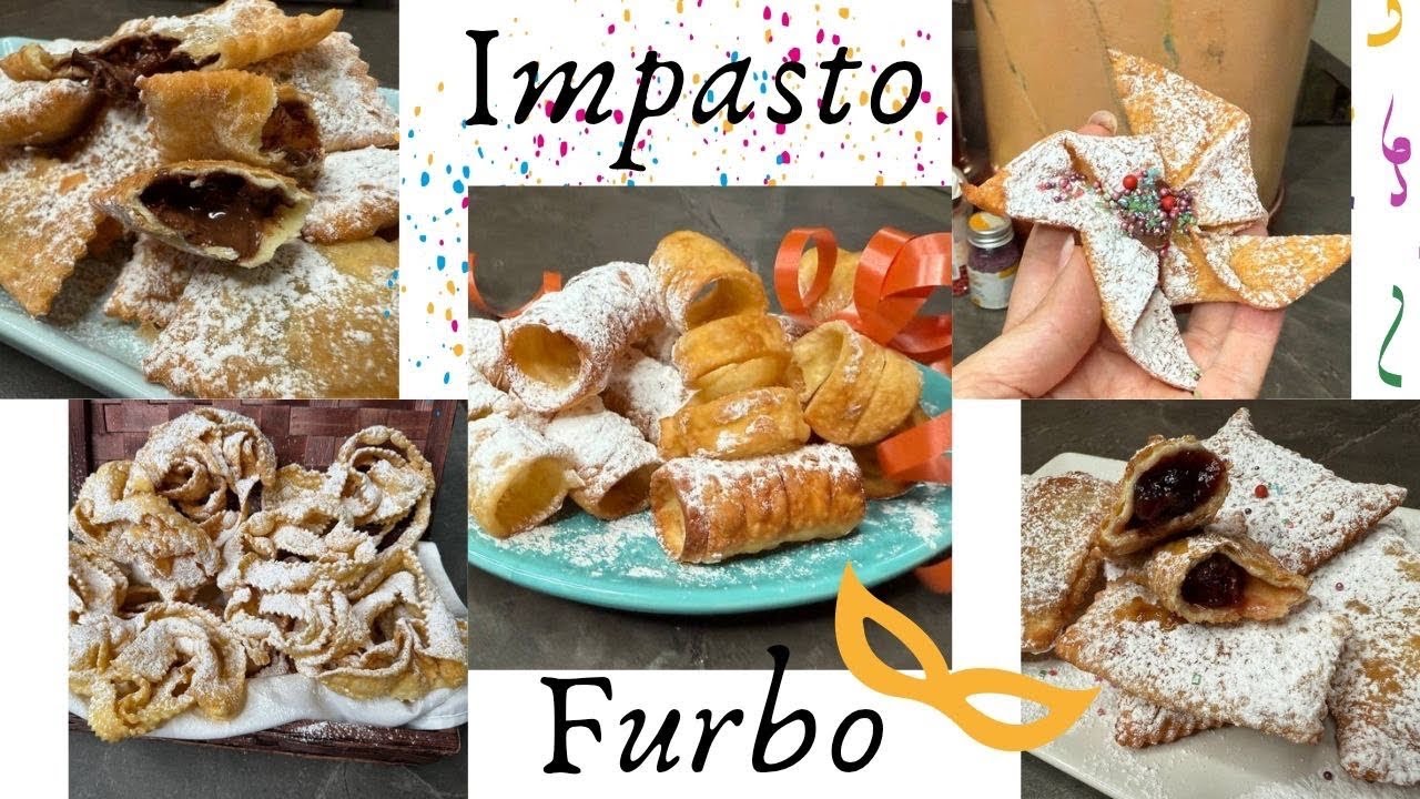 🎊DOLCI DI CARNEVALE -5 IDEE CON UN UNICO IMPASTO FURBO 🧐