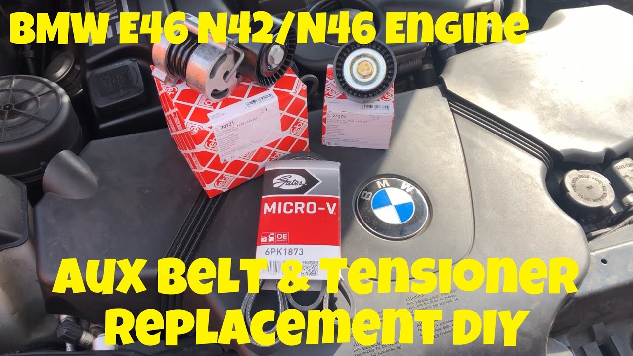 BMW N42 N46 Engine Auxiliary Belt & Tensioner Replacement DIY  316 318 320