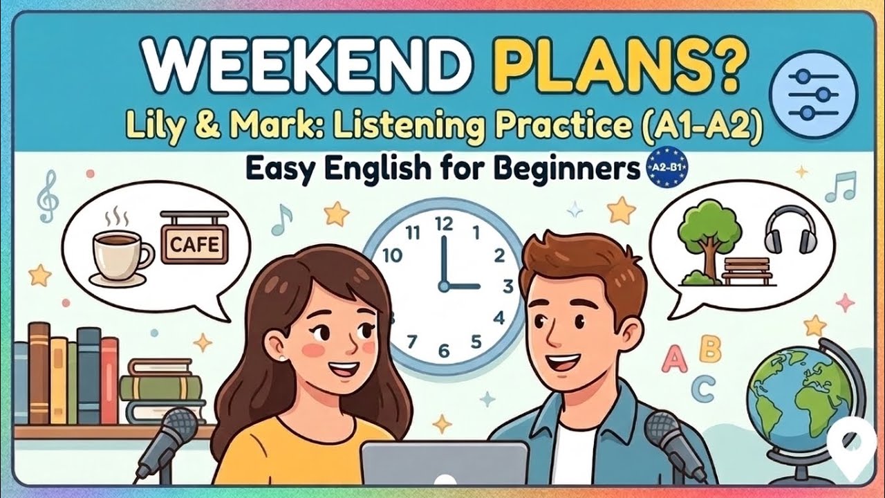 English Listening Practice: Weekend Plans with Lily & Mark (Level A1-A2)