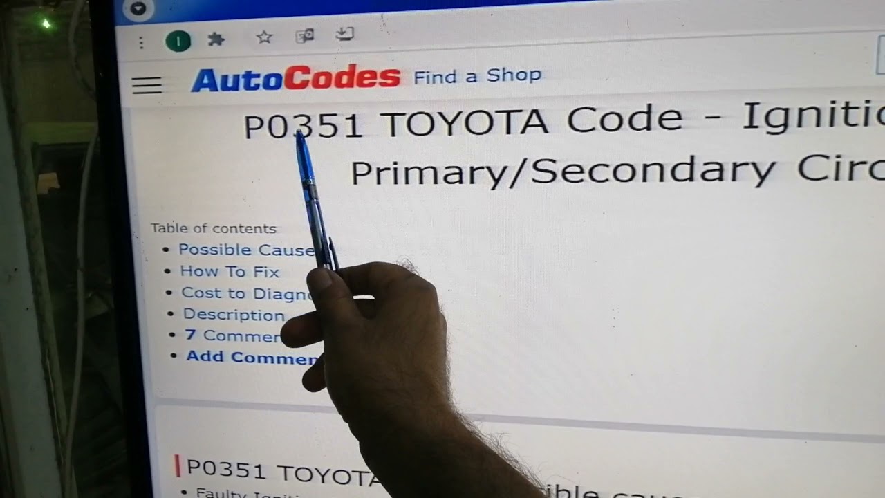 p0351 toyota code