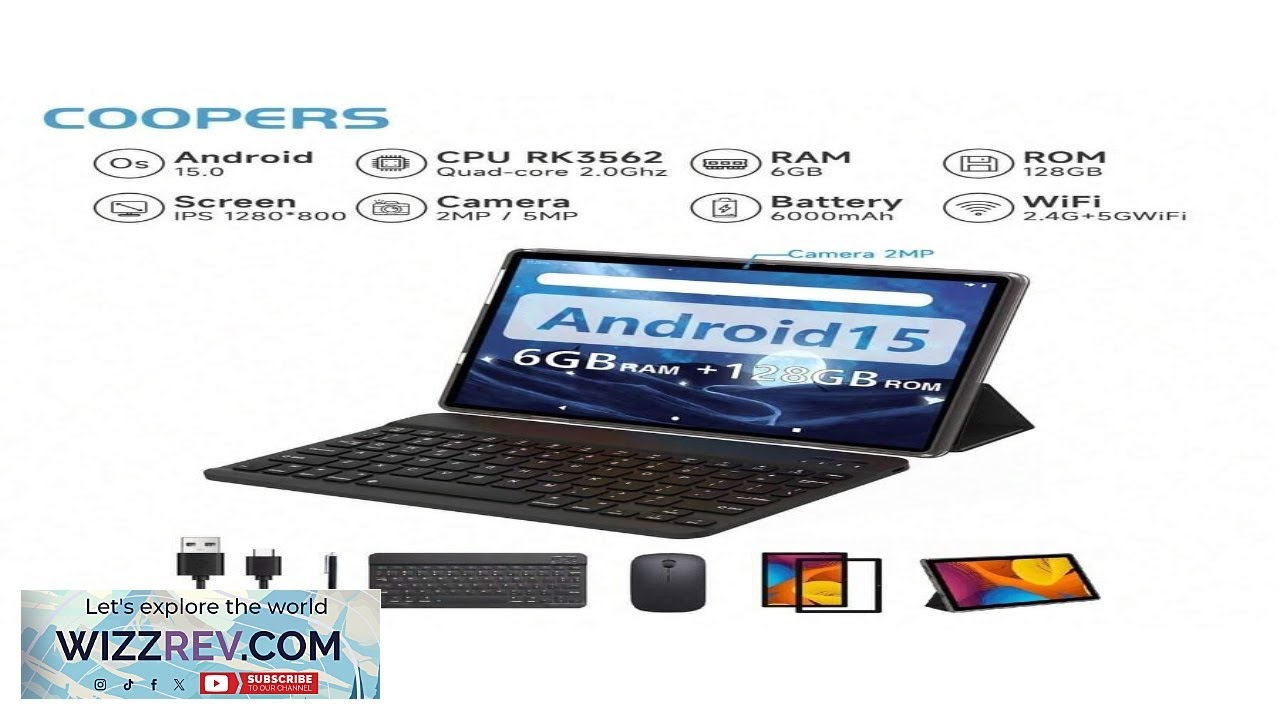 Coopers Tablet 2025 Newest 2 In 1 Tablets 10 Inch Android 15
