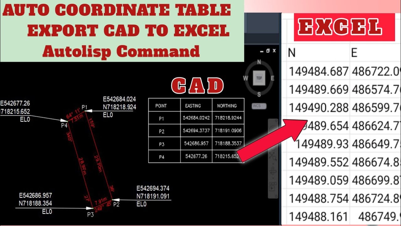 Display Multiple Coordinates(XY) with Table Autolisp || #autocad #autolisp tips