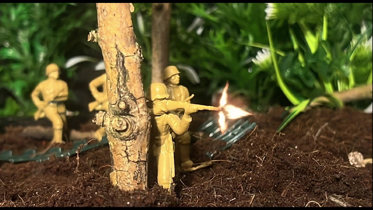 (NO AI) Plastic Warfare | WW2 Greens Vs Tans Woodland Battle | Army Men Stop Motion
