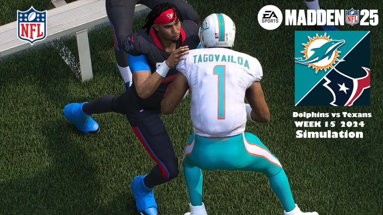 Madden 25 Miami Dolphins vs Houston Texans Week 15 Sim 2024 Full 15 Minute Quarters Game Play