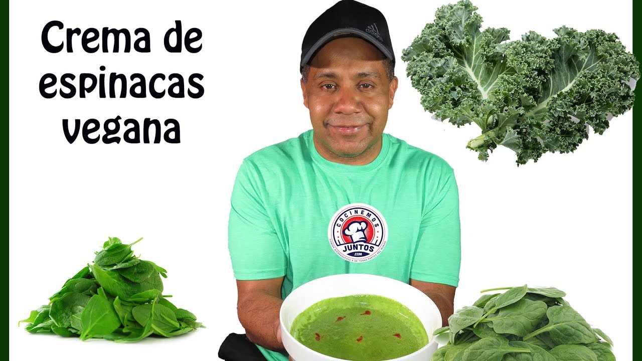 Crema de espinaca vegana. sopa de espinacas sin grasas.