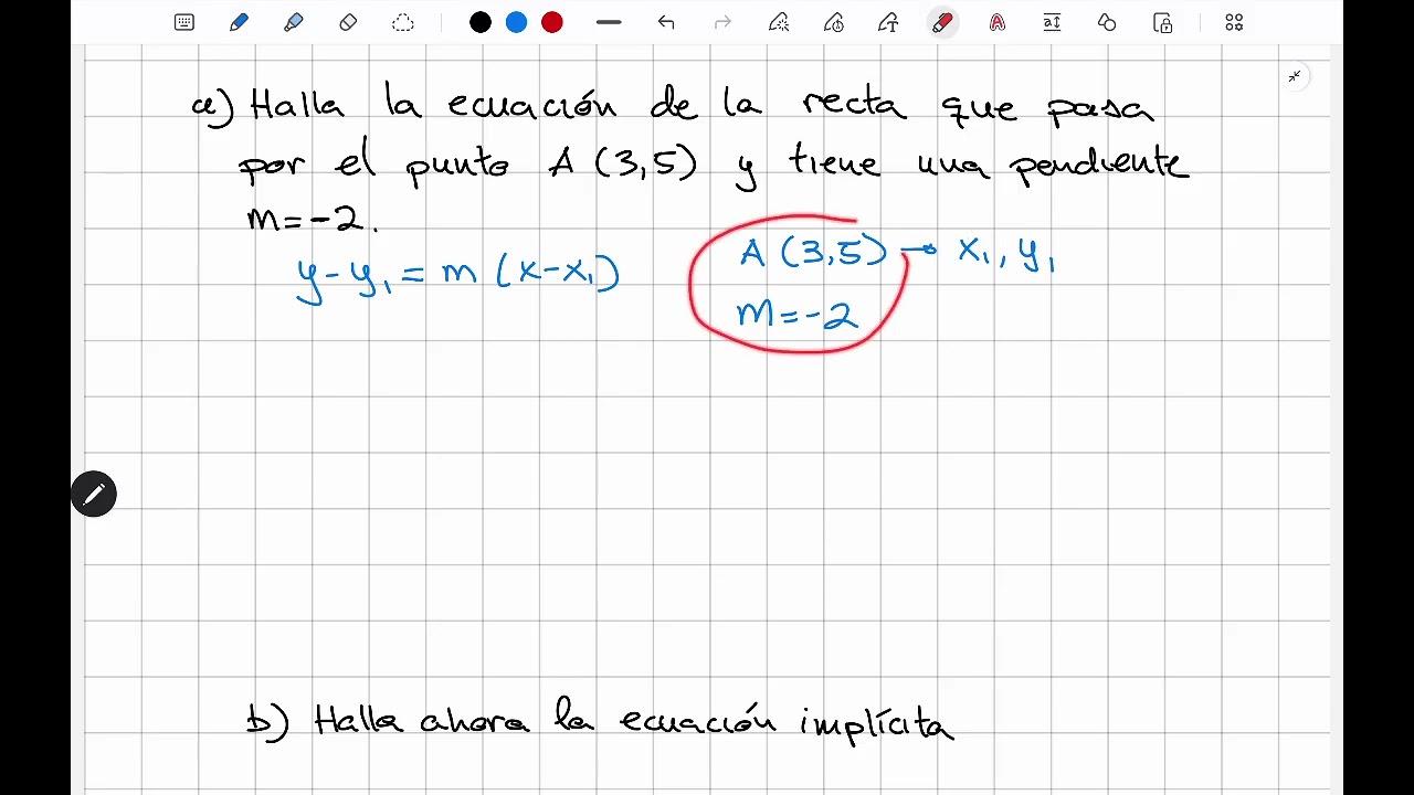 3 ESO ECUACIÓN PUNTO PENDIENTE DE UNA RECTA