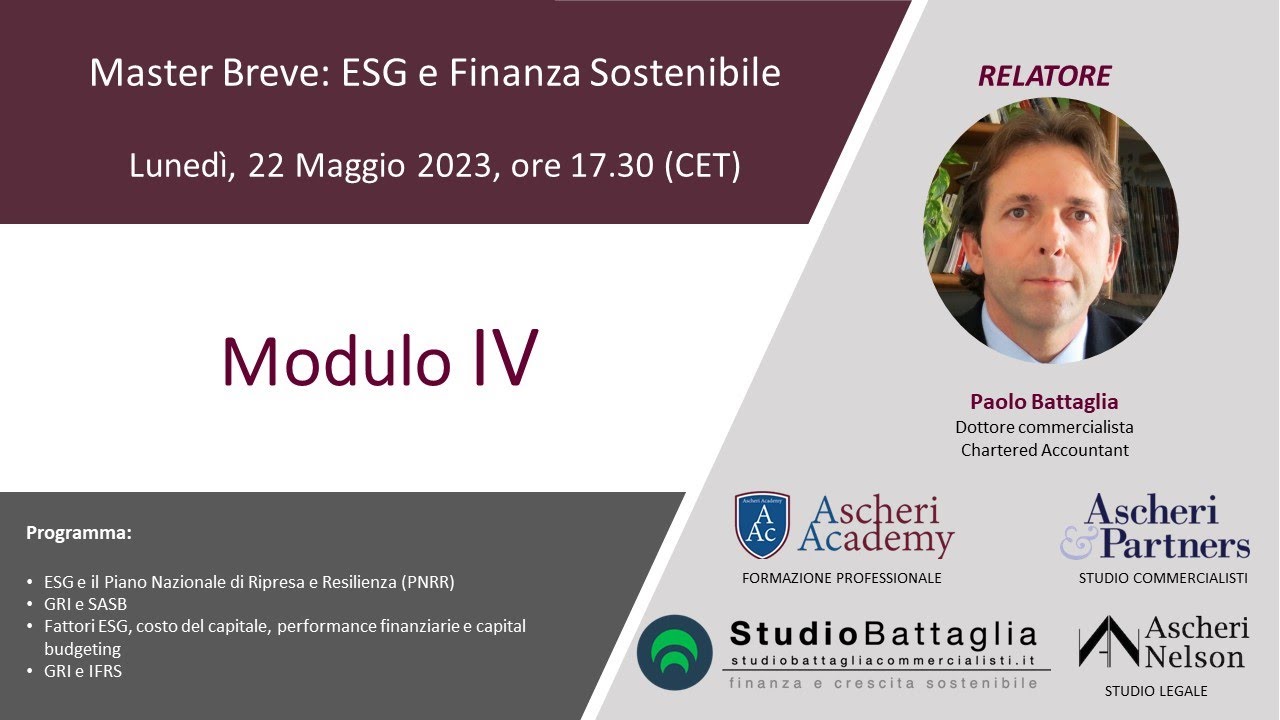 Master Breve: ESG e Finanza Sostenibile - Modulo IV