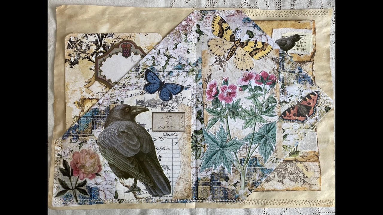 #The100DayProject | Day 16 : journal page triple pocket | Inspired by : a raven, gothic