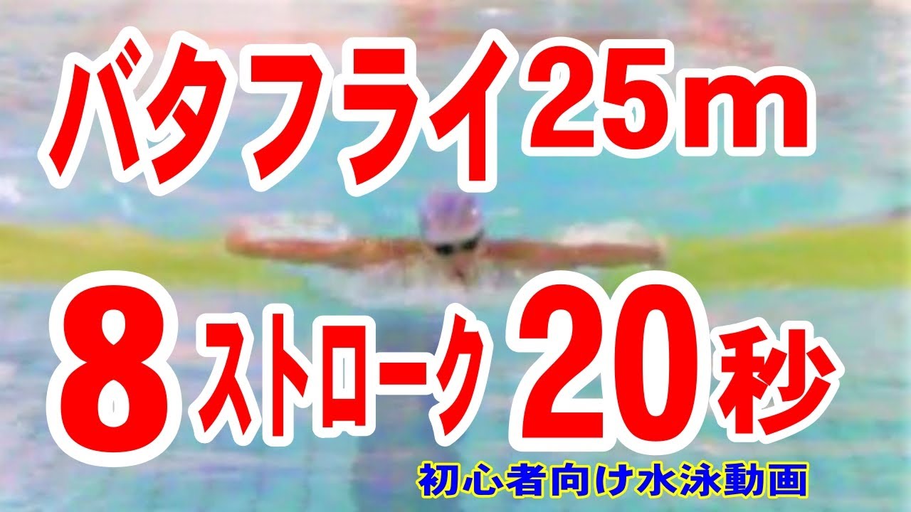 バタフライ25ｍ・8ストローク20秒。初心者向け。
