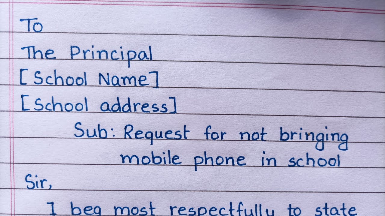 Letter to principal of school for not bringing mobile phones in school by students