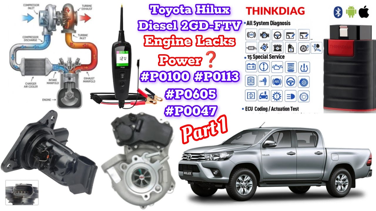 Toyota#HiluxDiesel#НетМощностиПриОбращении2000об/мин#P0100#P0113#P1605#P0047#НедостатокМощностиДв...