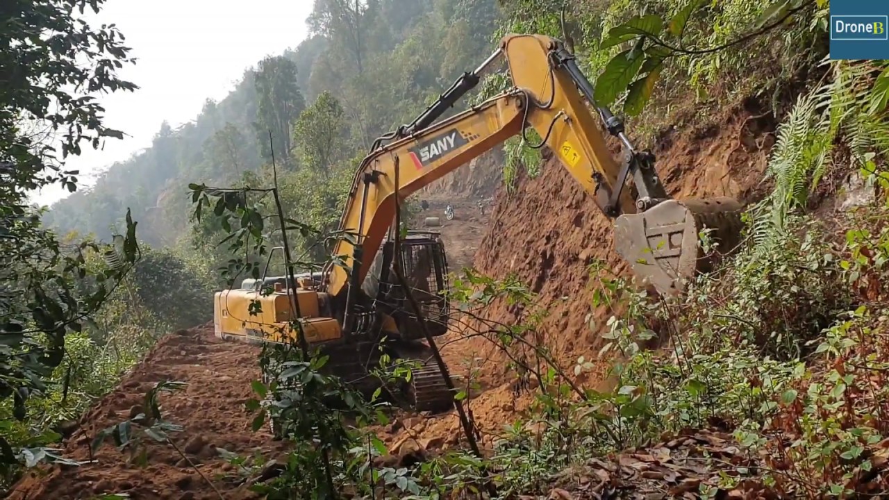 SANY Excavator Cutting Hill-Roadless People Getting Rough Roud-Part-1