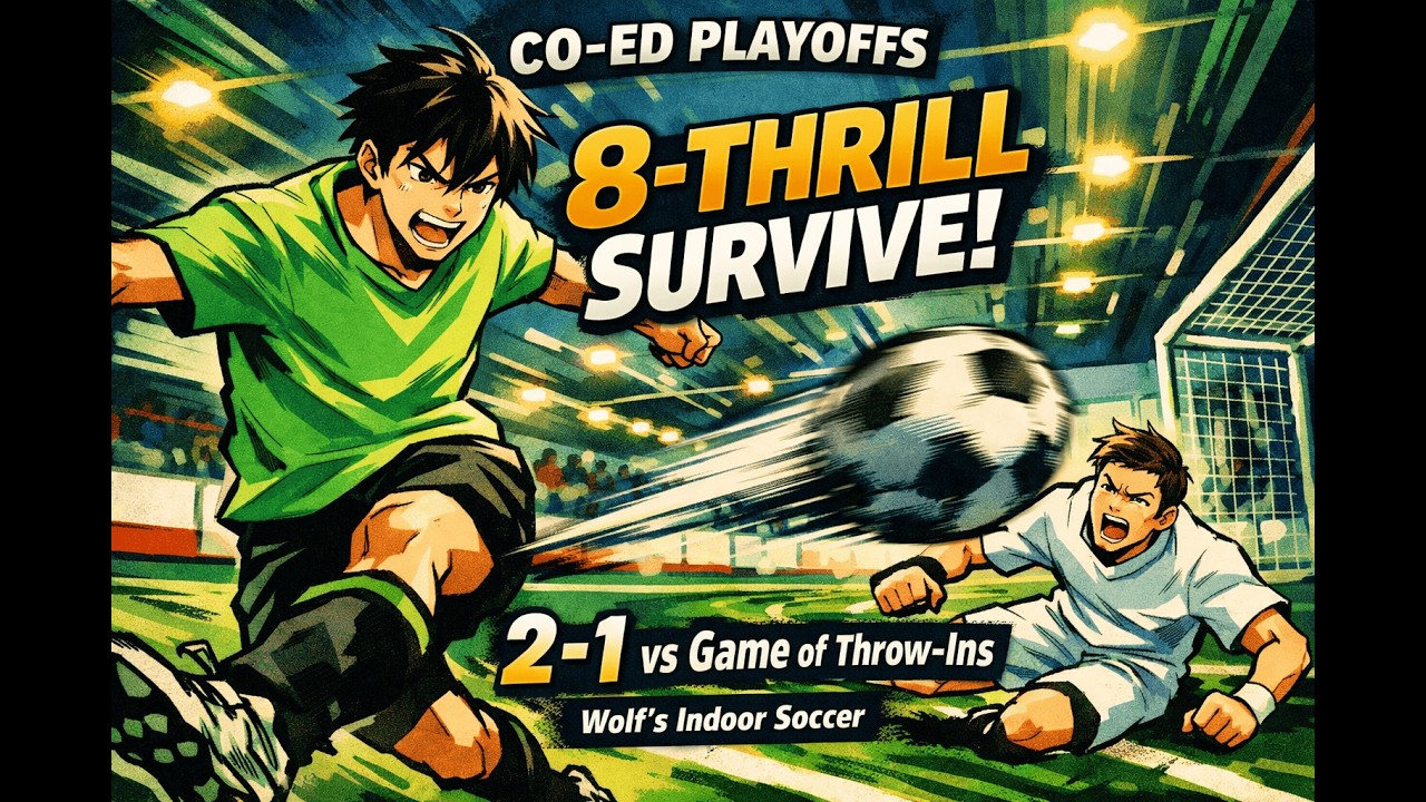 8-Thrill Edge 2–1 Thriller vs Game of Throw-Ins | Co-Ed Playoffs at Wolf’s Indoor Soccer