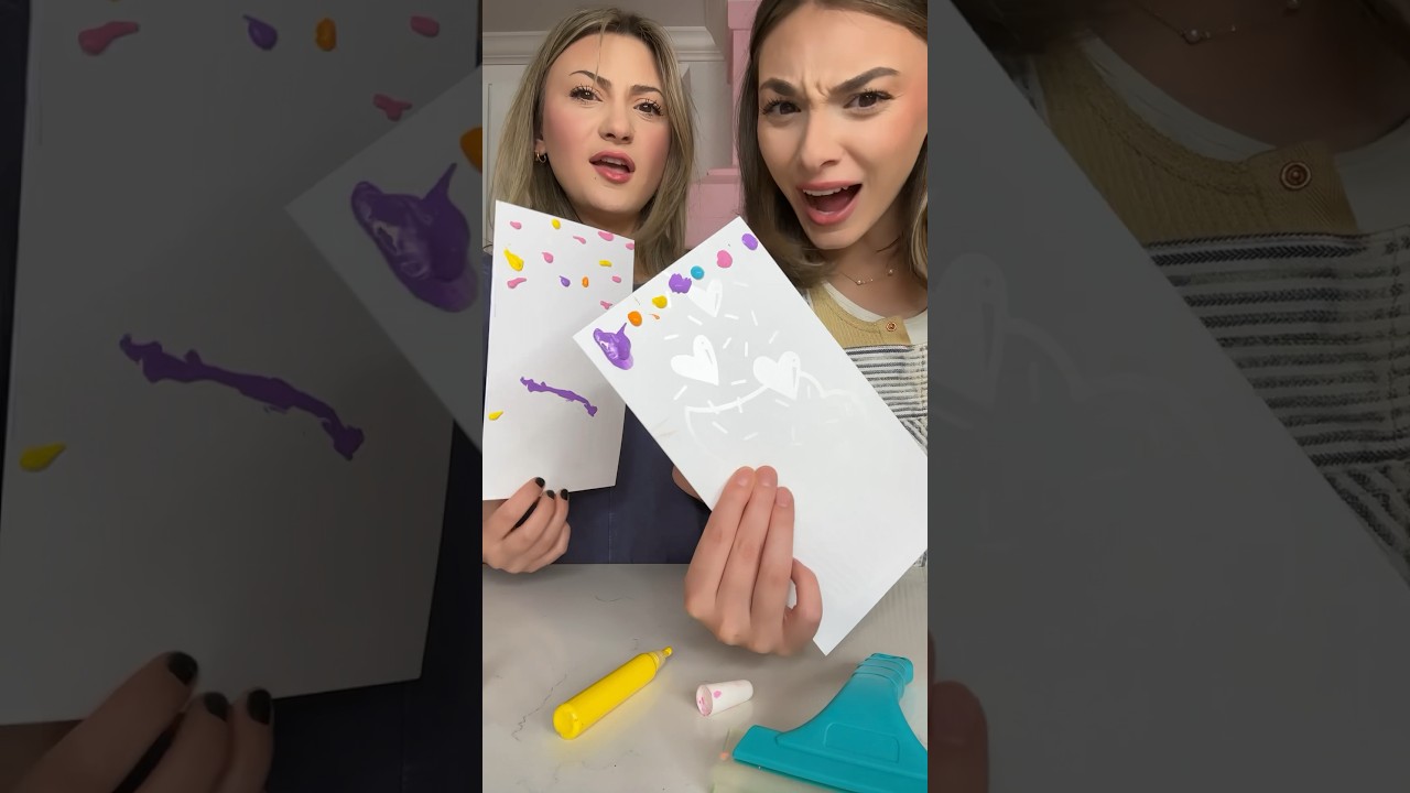Sister squeegee art challenge! 🎨🖌️ #challenge #art #painting #easyart