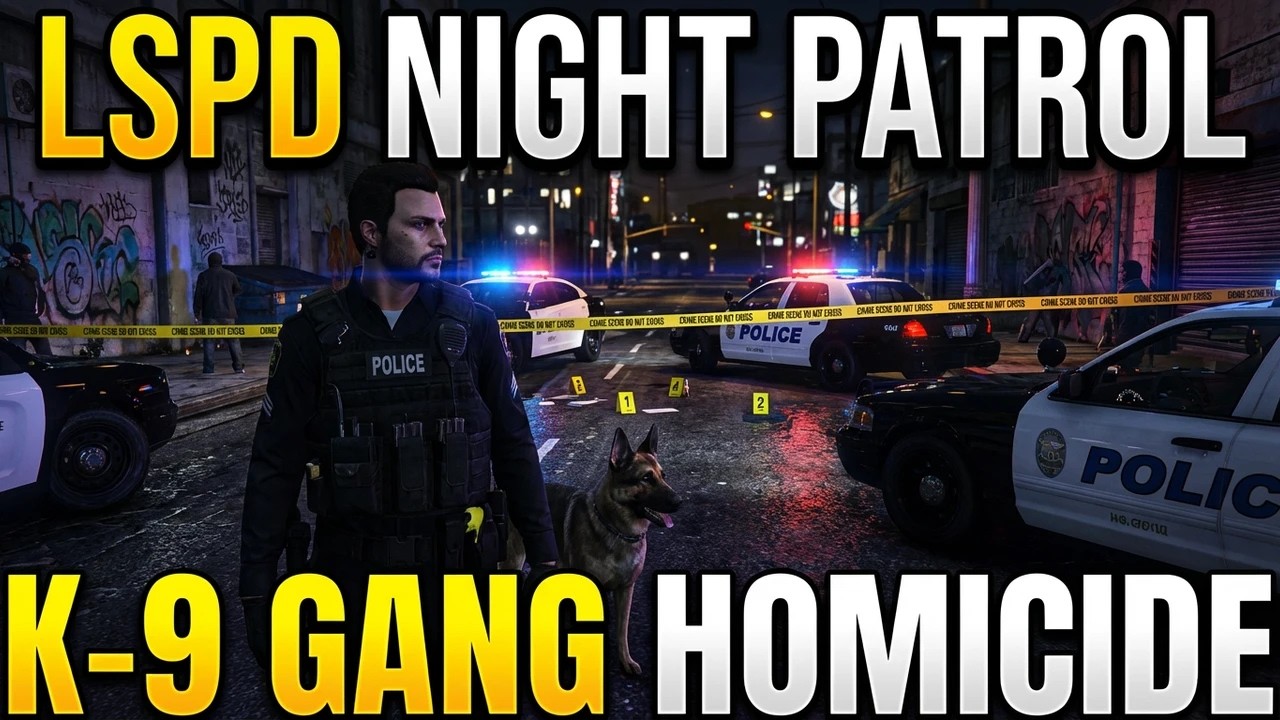 LSPD Night Patrol K-9 | Gang Homicide | LSPDFR | GTAV | GTA5 | Ghost Player