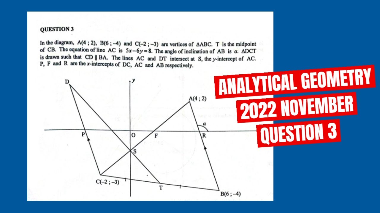 Analytical Geometry (Question 3) Grade 12 Math P2 November 2022