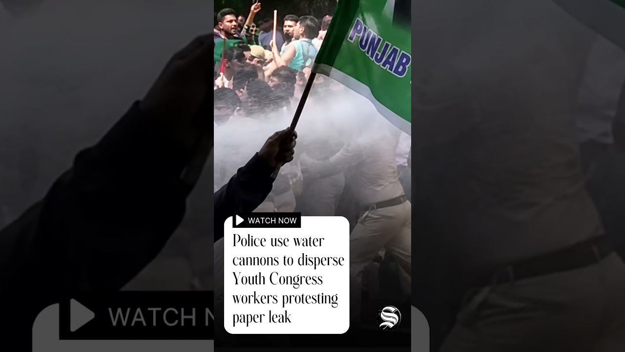 Punjab paper leak row: Police use water cannons to disperse Youth Congress protesters