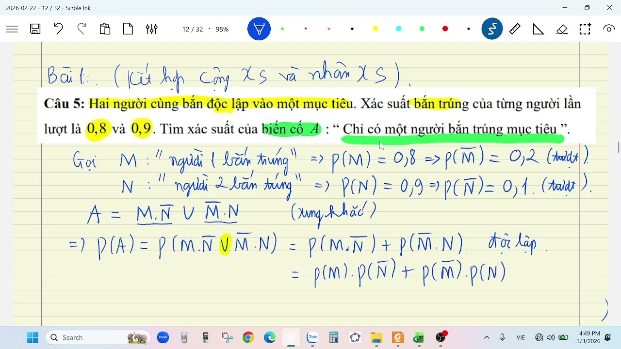 11B2 Video bài giảng: đại số Thứ Ba  (3/3/2026 ) - các quy tắc tính xác suất buổi 3