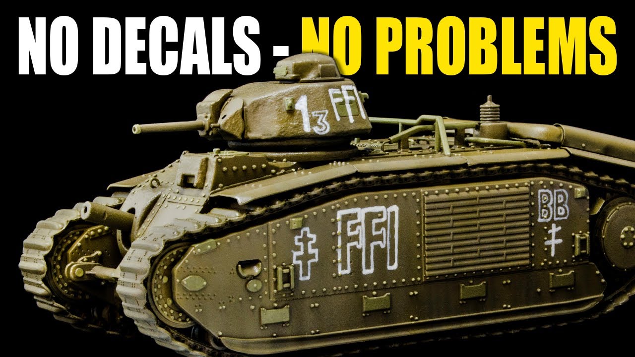 Olive Drab And Hand Painted Markings - Painting a Free French Forces Char B1 bis (Trumpeter 1/72)