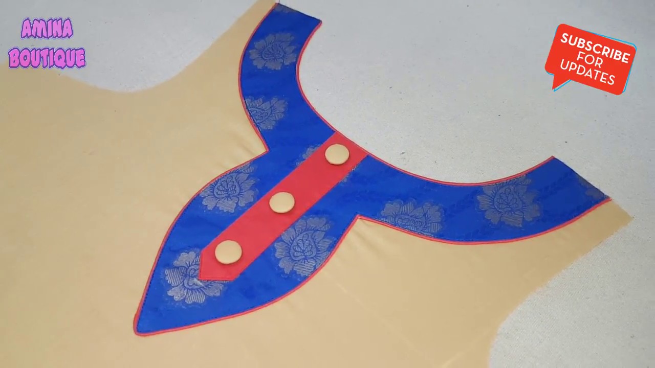 Boat Neck Designs With Piping Cutting and Stitching