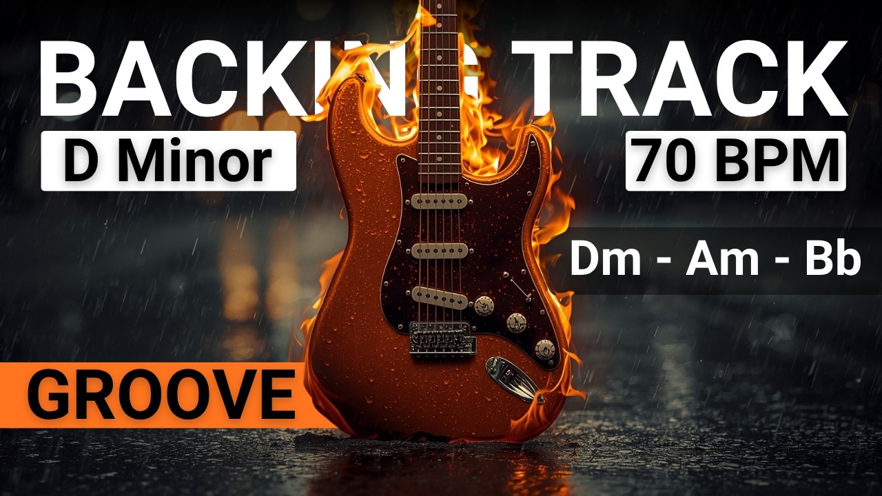 Easy Vibe Groove Guitar Backing Track in D Minor | Dm - Am - Bb | 70 BPM