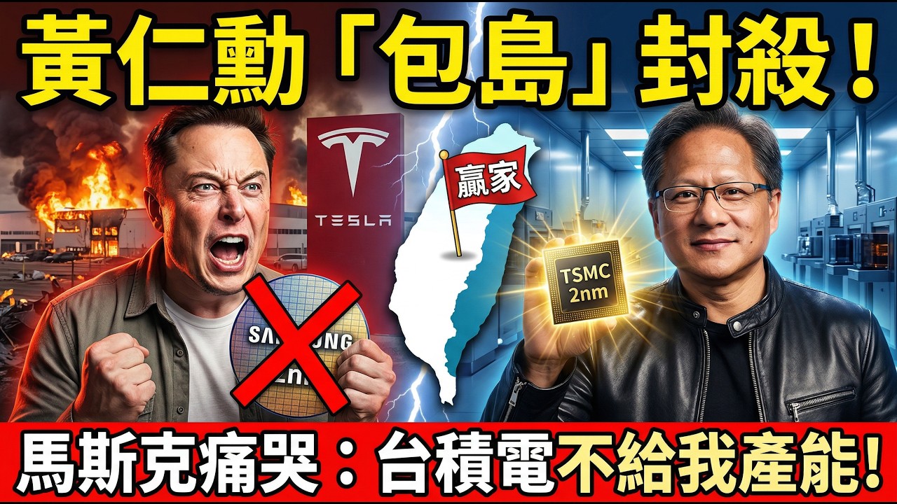 馬斯克氣瘋了！黃仁勳靠台積電2奈米「包圓」全球產能？特斯拉自駕神話徹底崩盤！🚀