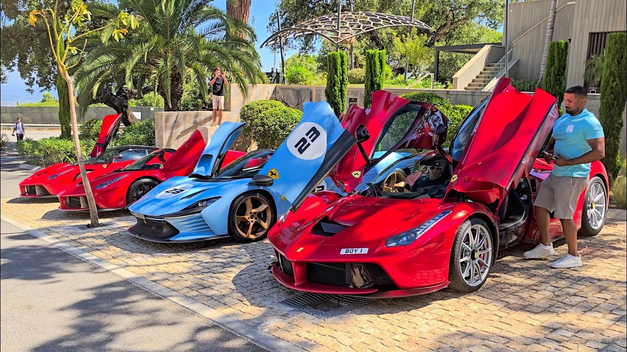 Billionaires Friends Meet with BUGATTI CHIRON, x3 LAFERRARI, x2 DAYTONA SP3 in Puerto Banus Marbella