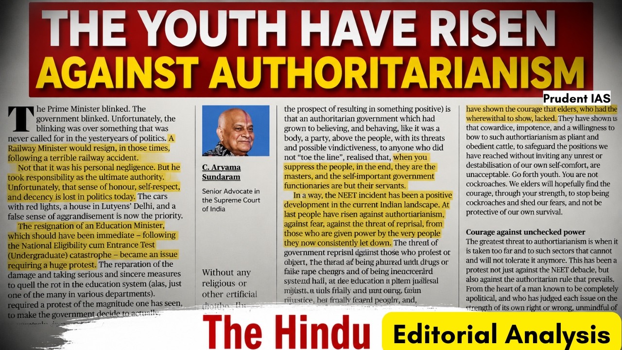 The Youth Have Risen Against Authoritarianism | NEET Protest | The Hindu Editorial | Exam Relevance