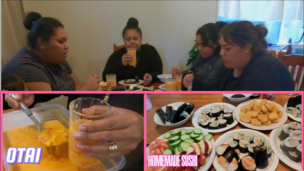 SAMOAN making OTAI for the first time and homemade sushi.#family