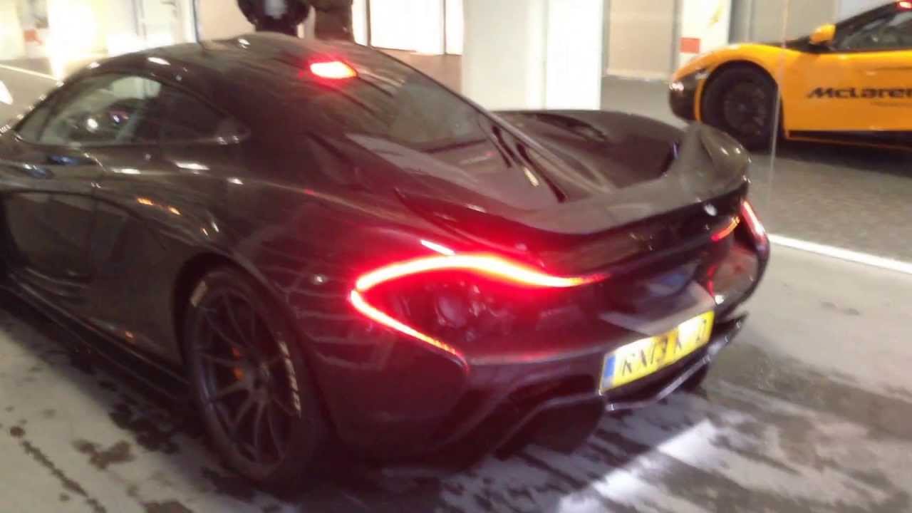 Purple/Carbon McLaren P1 in Frankfurt - Inside, start up, driving, details and more !
