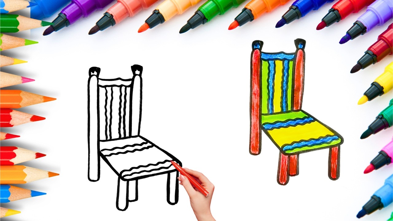How To Draw cute chair Drawing, Painting & Coloring For Kids and Toddlers_ Child Art 🐋🌈🎨