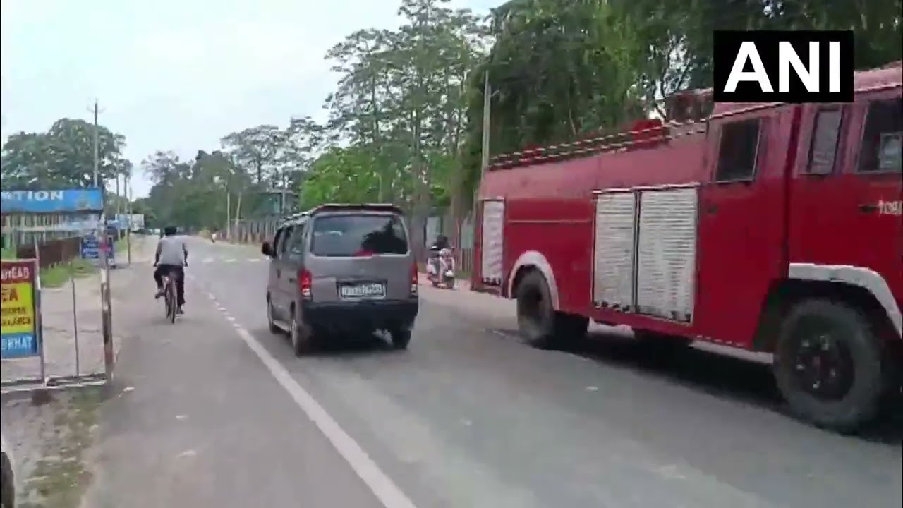 A fire engine spotted arriving at the Jorhat Air Force station where an AN-32 aircraft crashed