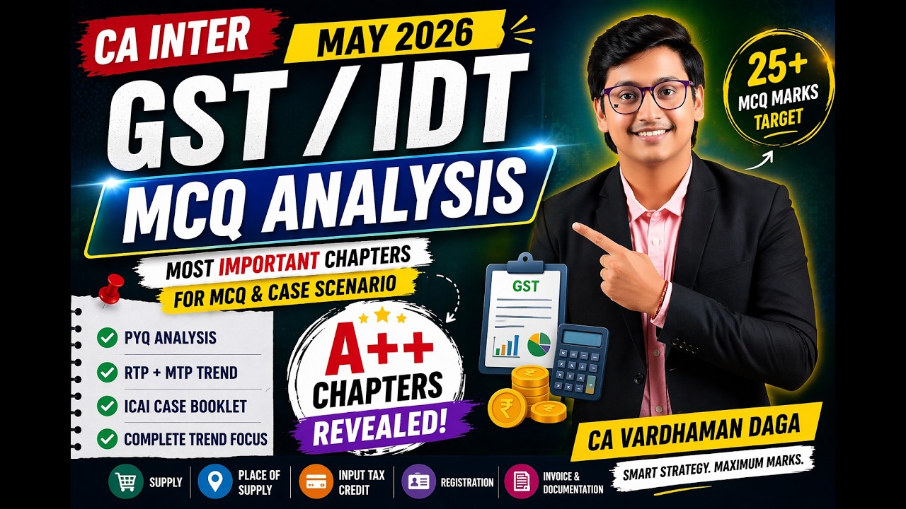 CA Inter GST MCQ Analysis May 2026 | Most Important Chapters for Case Scenario & MCQ