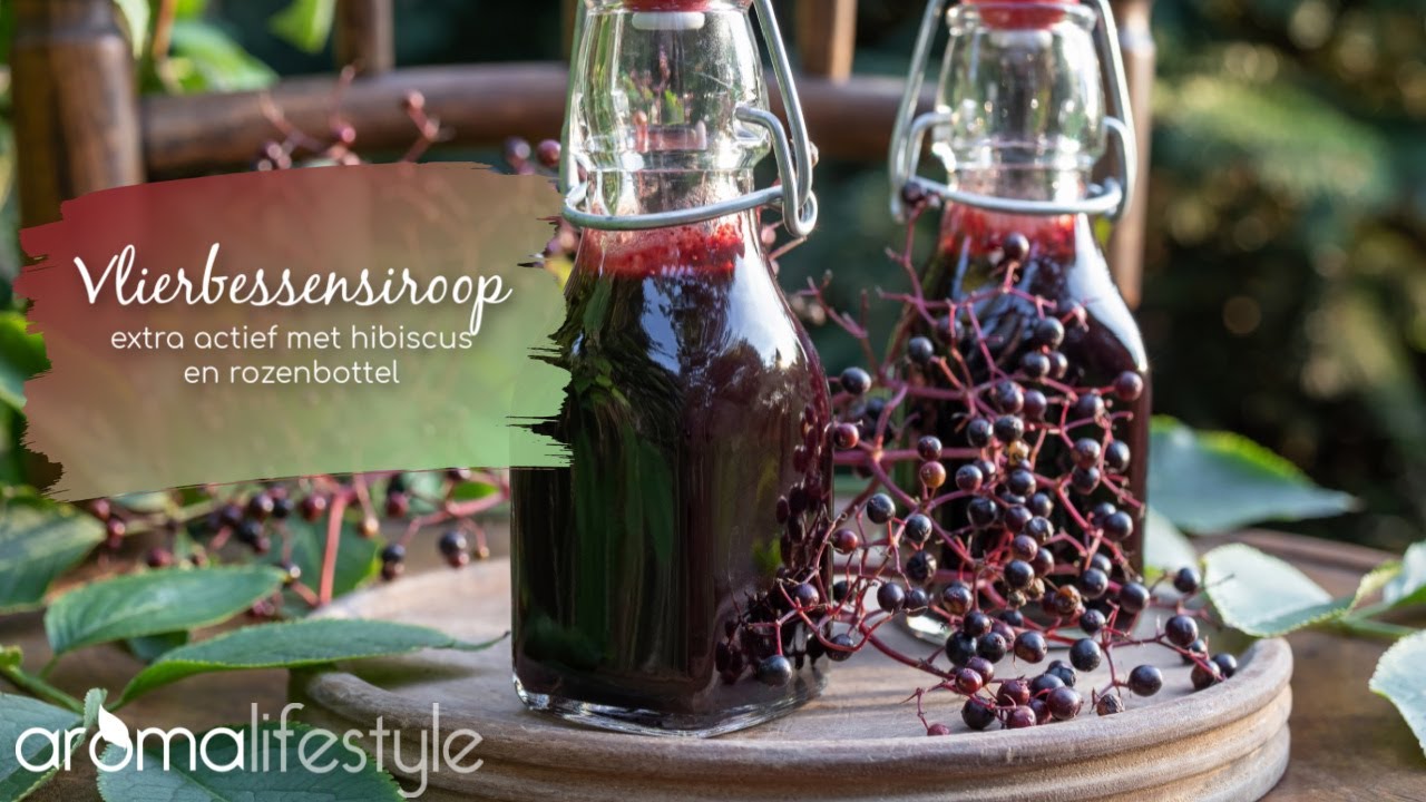 Makkelijke vlierbessensiroop, extra actief met hibiscus en rozenbottel