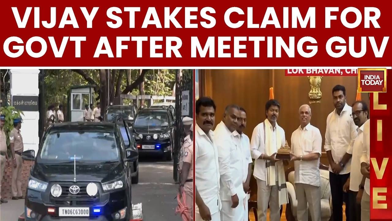 TVK Chief Vijay, Tamil Nadu CM-Elect, Leaves Lok Bhavan After Staking Claim; TVK Halts AIADMK Deal
