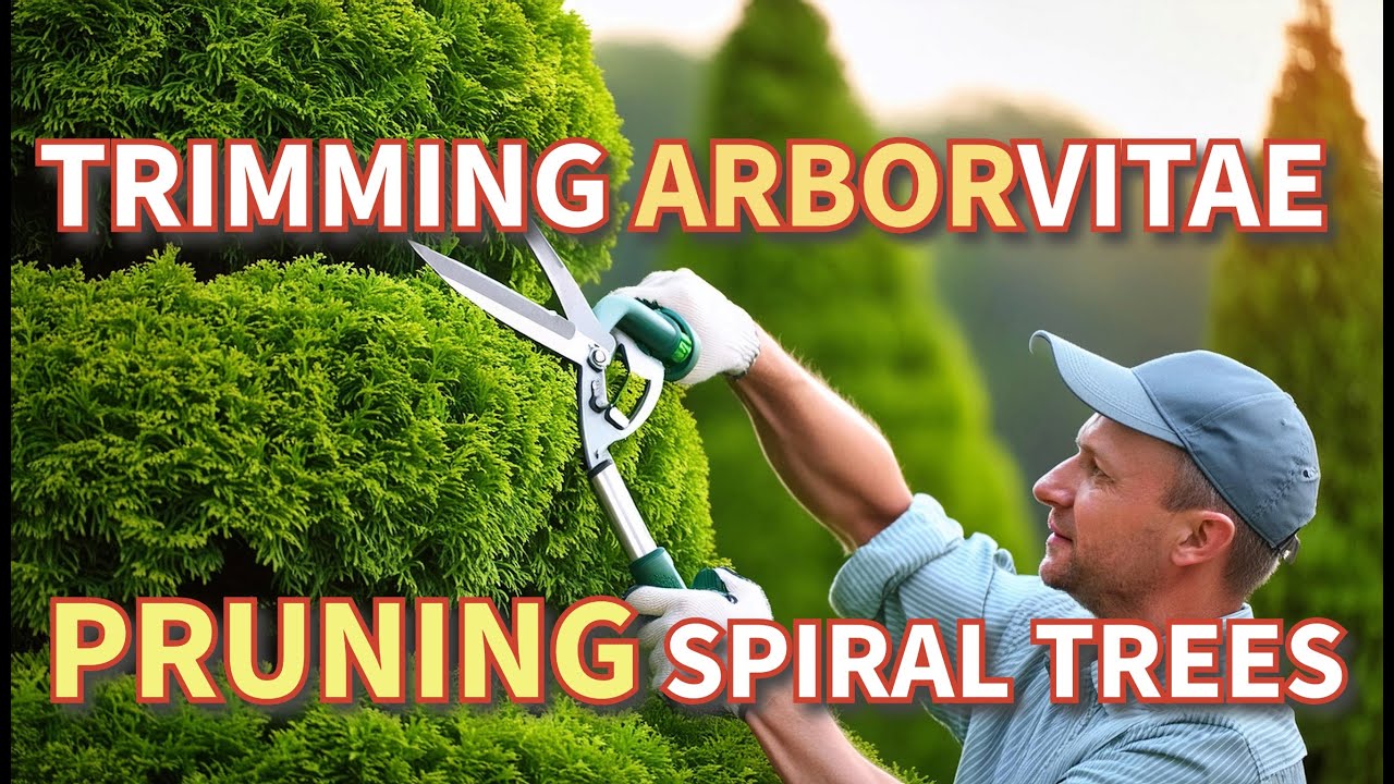 TRIMMING ARBORVITAE & PRUNING   Spiral Trees FAST & EASY  #howto #trim #tree