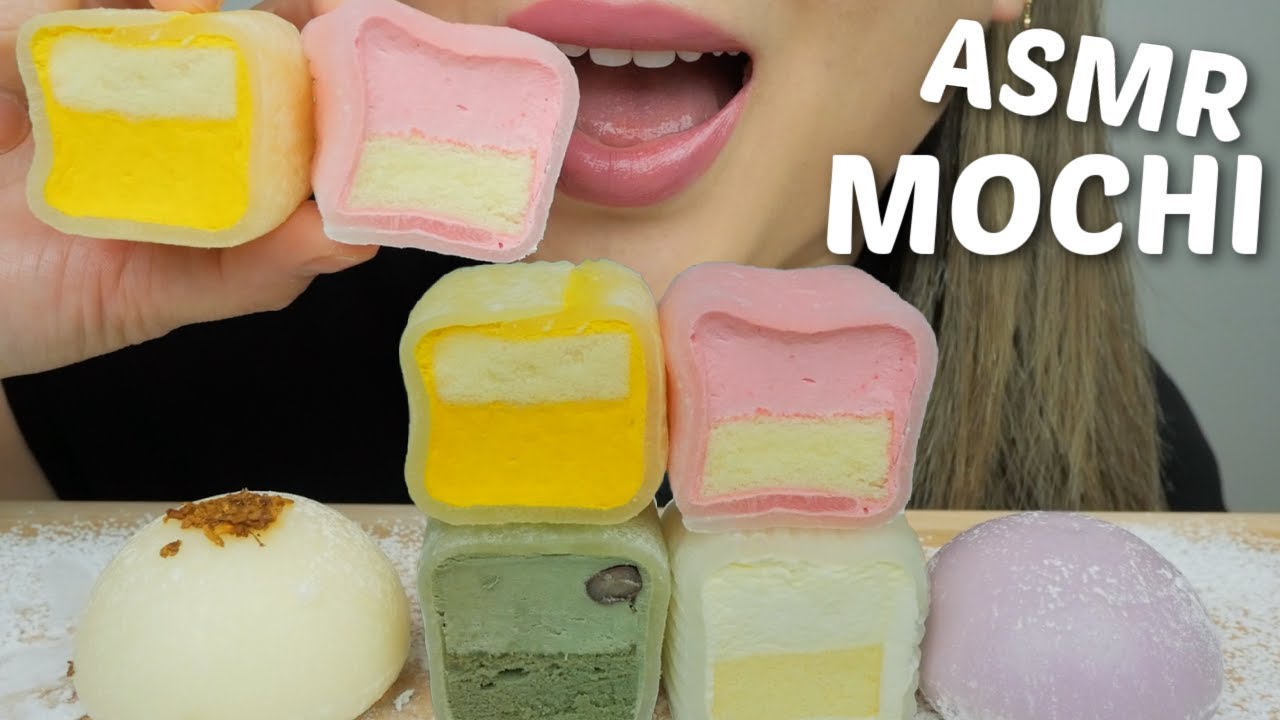 MOCHI *Mousse Mochi Cake, Rice Wine Daifuku and Grape Daifuku Soft Relaxing Sticky Food Sounds| NE
