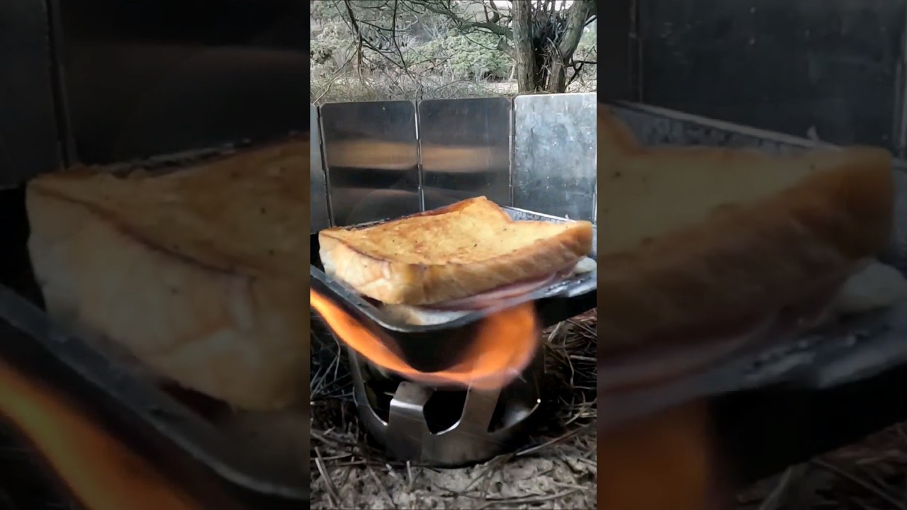Lodge mini wonder skillet Toastie on Trangia alcohol stove #shorts #bushcraft #cooking #tasty #fire