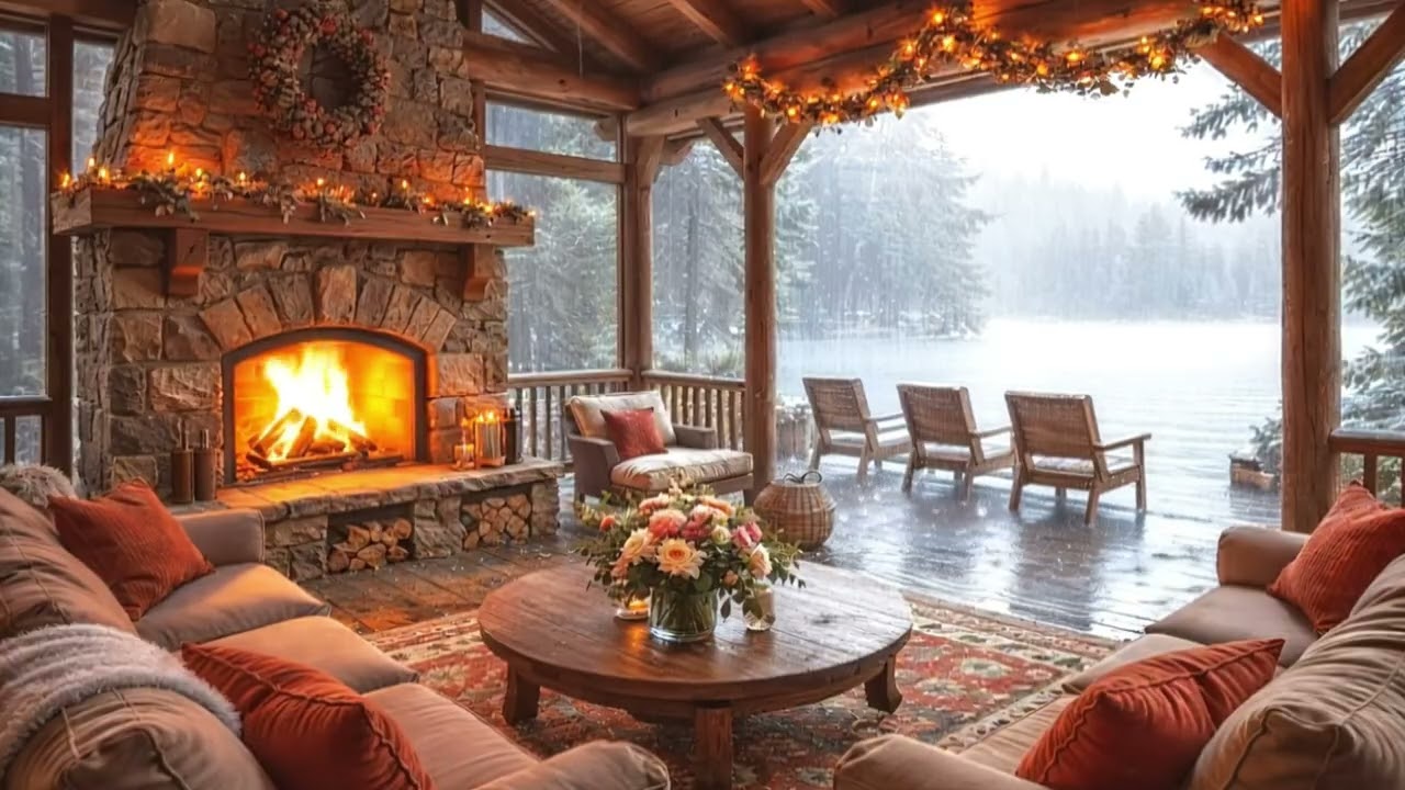 Cozy Raining Cabin Piano Jazz Ambience Music Reduce Stress Calm Our Mind #ambientmusic  #relaxing