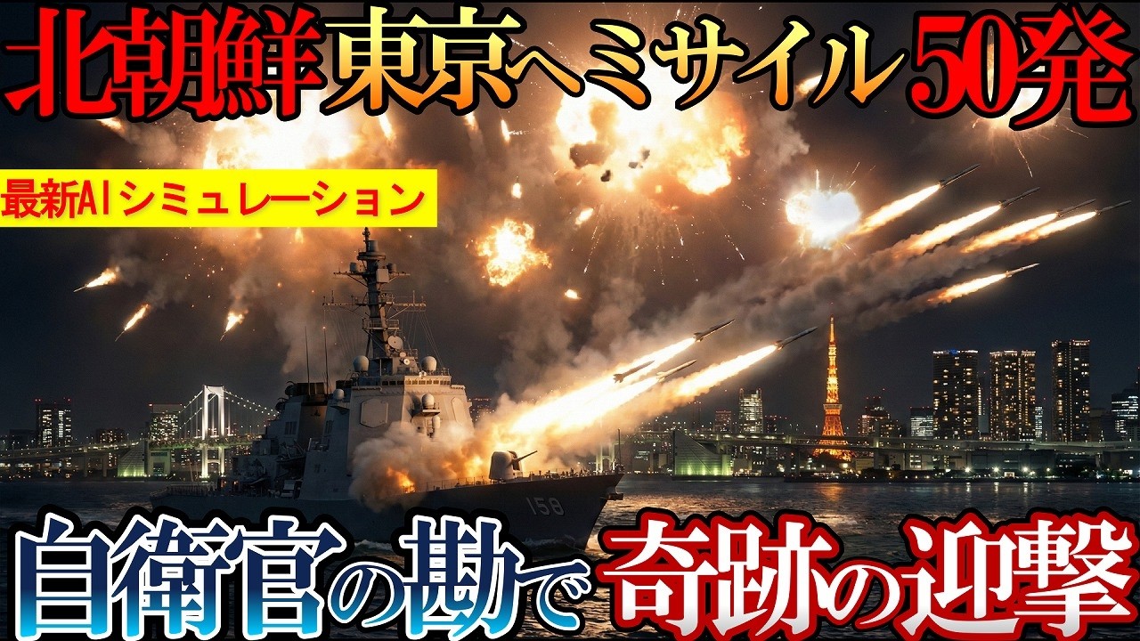 【日本の最強兵器】もしもミサイル50発が東京に飛来したら？ベテラン砲雷長が勘で導き出した奇跡に北朝鮮・中国・ロシア連合軍震撼！【最新AIシミュレーション】