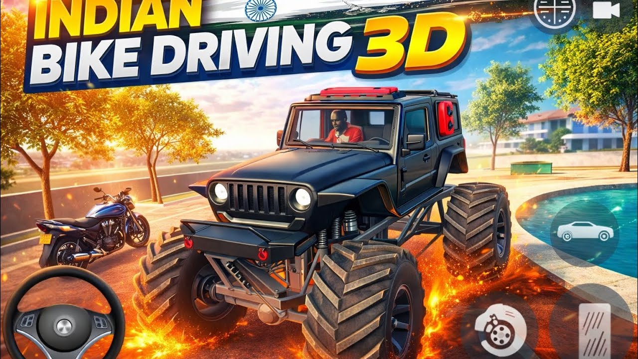 Monster Jeep in Indian Bike Driving 3D 😱 | Giant Wheel Jeep Gameplay