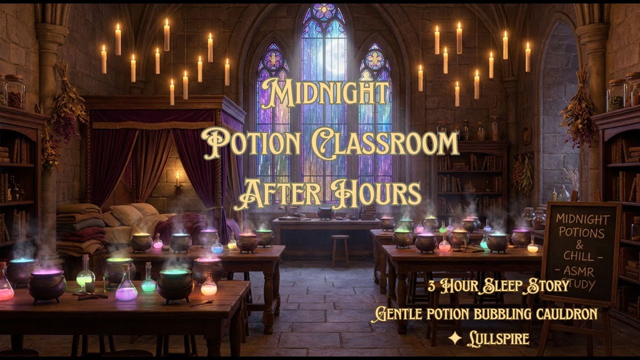 Midnight Potion Classroom After Everyone Left  Gentle Potion Bubbling 3 Hour Sleep Story ✦ Lullspire