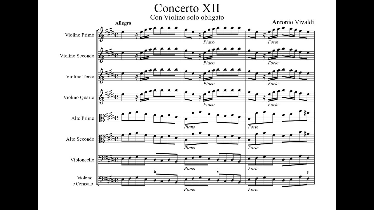 Antonio Vivaldi - Violin Concerto in E major RV 265 (Sheet Music Score)