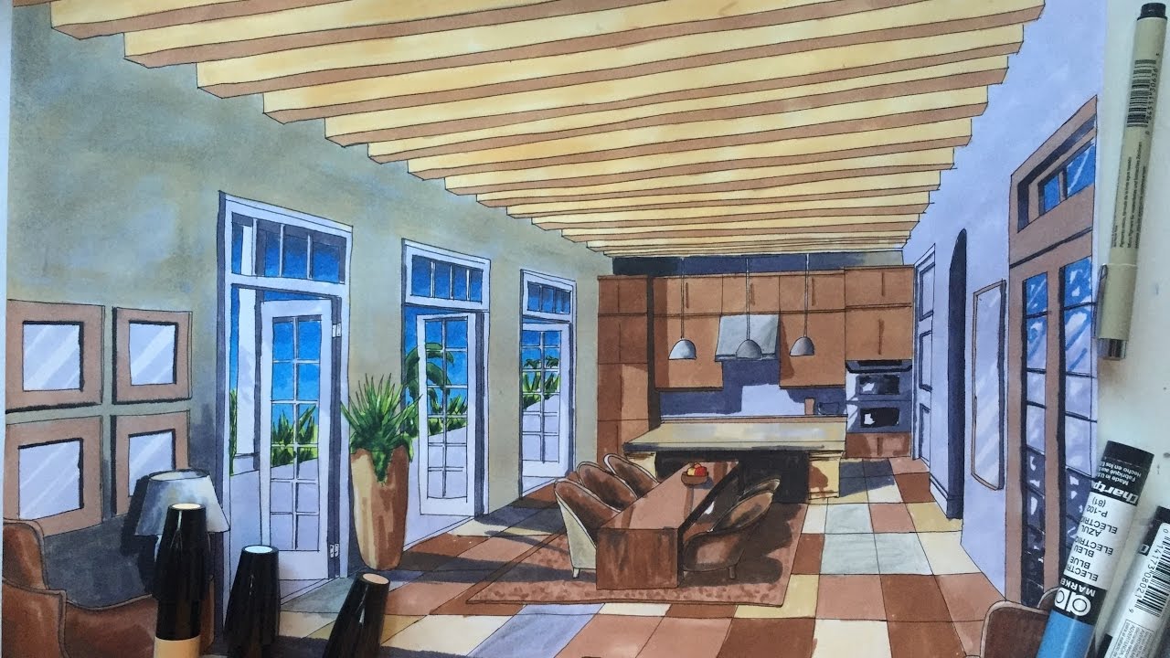 Speed Drawing an Interior Design with Chartpak Markers