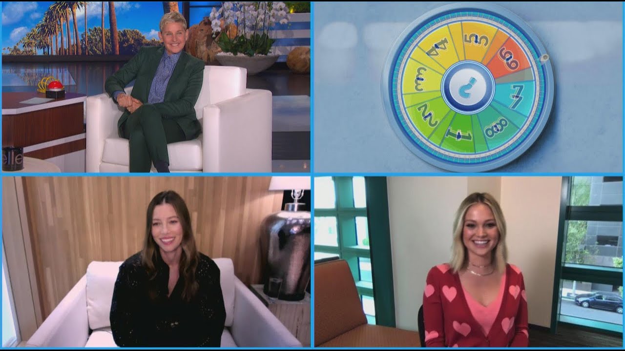 Jessica Biel and Olivia Holt Spin the 'Wheel of Mysteries'