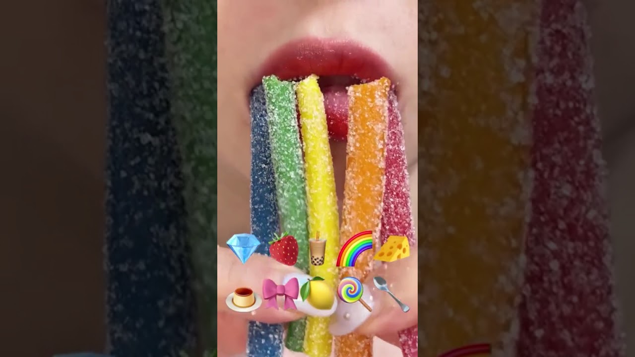 COLORFUL ASMR Oddly Satisfying Mouth Chew Relaxing Cute Food ☀️🌊💕❤️✨🌱🍡🍥💖
