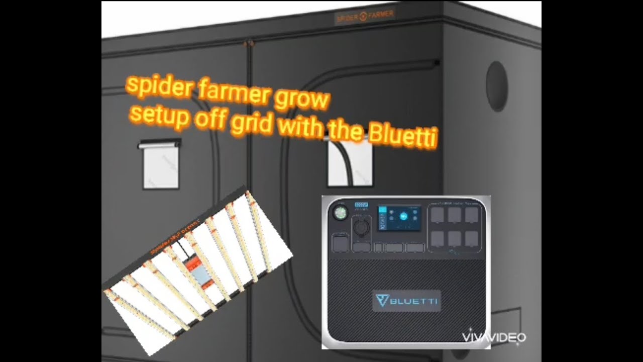Spider Farmer SE7000 grow lights powered by AC200p Bluetti Solar portable power station