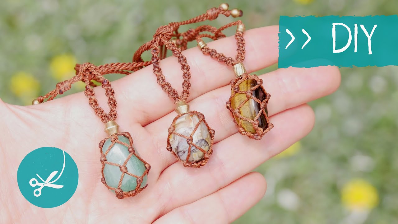 MAKRAMEE Anleitung ➡ KETTE mit Stein