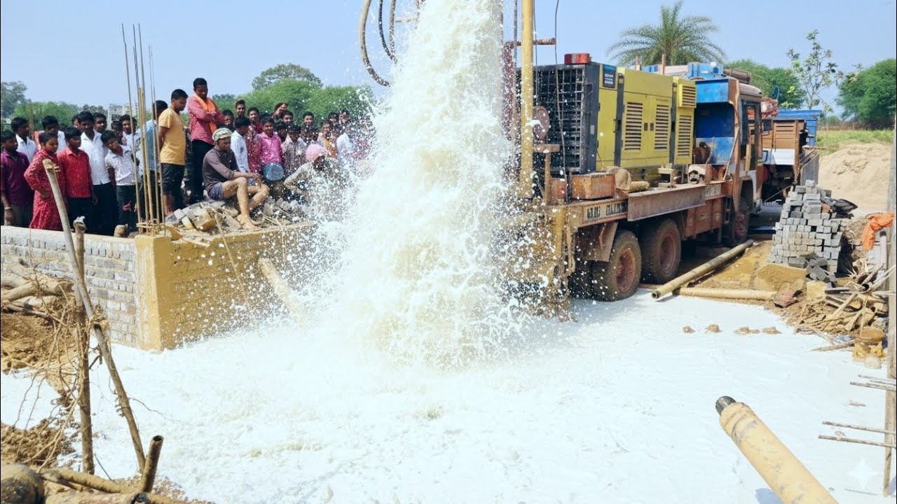 Borewell Drilling - 1 Hp Motor 900 Feet Boring in Just 50:41 Minutes | Powerful Compressor Machine
